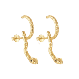 Σκουλαρίκια Φίδι Ζευγάρι από Ασήμι 925 (Sterling Silver) | Μαύρες Ζιργκόν Πέτρες