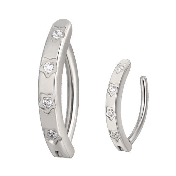 Σκουλαρίκι Αφαλού Clicker από Τιτάνιο ASTM F136 με Ζιργκόν σε Αστεράκια Υποδοχές