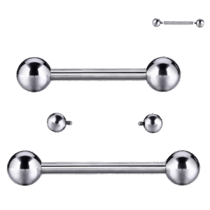 Μπάρα απο Τιτάνιο ASTM F136 με Μπίλια για Nipple Piercing – Internally Threaded (1.6mm) | 8mm–16mm