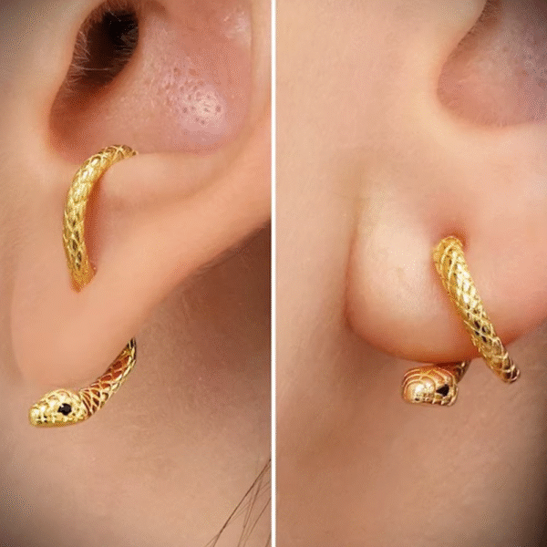 Σκουλαρίκια Φίδι Ζευγάρι από Ασήμι 925 (Sterling Silver) | Μαύρες Ζιργκόν Πέτρες