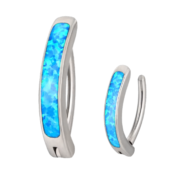 Σκουλαρίκι Αφαλού Clicker από Τιτάνιο ASTM F136 με Μπλε Οπάλιο