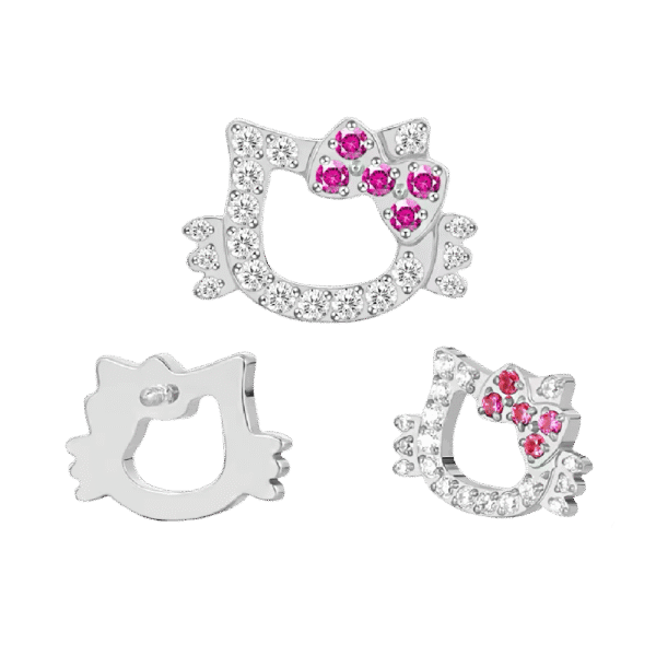 Σκουλαρίκι αυτιού απο Τιτάνιο ASTM F136 Cat με ζιργκον (CZ) – Titanium ASTM F136 – Internally Threaded – 1.2mm – Silver & Gold PVD