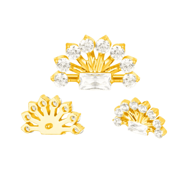 Σκουλαρίκι αυτιού απο Τιτάνιο ASTM F136 με Σχέδιο Crown Fan - Gold PVD