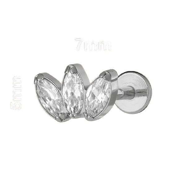 Σκουλαρίκι αυτιού (Ear stud) απο Τιτάνιο ASTM F136 μαρκησία κοπη 3 ζιργκον (CZ) – Internally Threaded – 1.2mm