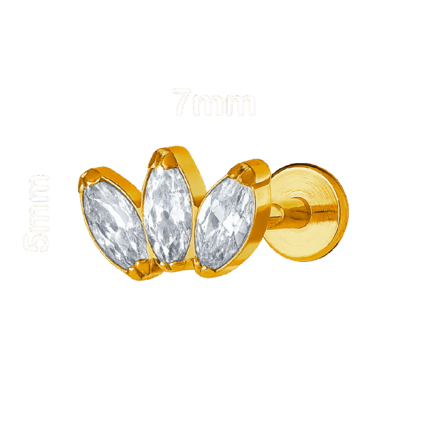 Σκουλαρίκι αυτιού (Ear stud) απο Τιτάνιο ASTM F136 μαρκησία κοπη 3 ζιργκον (CZ) – Internally Threaded – 1.2mm