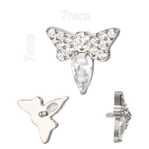 Σκουλαρίκι αυτιού (ear stud) απο Τιτάνιο ASTM F136 νεράιδα (fairy) με ζιργκον (CZ) – Internally Threaded – 1.2mm – Silver