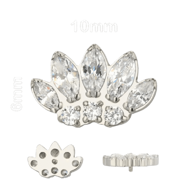 Σκουλαρίκι αυτιού (ear stud) απο Τιτάνιο ASTM F136 Lotus με ζιργκον (CZ) – Internally Threaded – 1.2mm – Silver