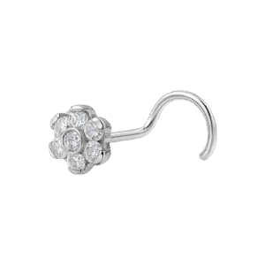 Σκουλαρίκι μύτης (nose stud) από Tιτάνιο ASTM F136 Λουλούδι με Ζιργκον (CZ) Παχος 0.8 mm