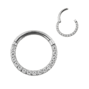 Σκουλαρίκι κρίκος-clicker απο Τιτάνιο ASTM F136 μπροστινή όψη ζιργκον