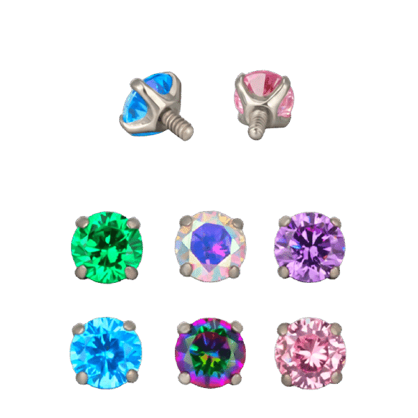 ear-stud-cz-colors Σκουλαρίκι Αυτιού (Ear stud) από Τιτάνιο ASTM F136 με Ζιργκόν – Διάφορα Χρώματα