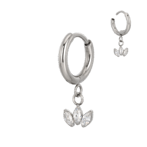 Clicker Κρίκος Αυτιού με Κρεμαστά Ζιργκόν Marquise από Τιτάνιο ASTM F136