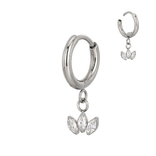 Clicker Κρίκος Αυτιού με Κρεμαστά Ζιργκόν Marquise από Τιτάνιο ASTM F136
