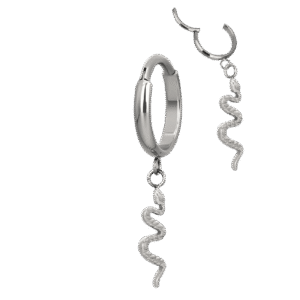 Clicker Κρίκος Αυτιού με Κρεμαστό Φίδι από Τιτάνιο ASTM F136