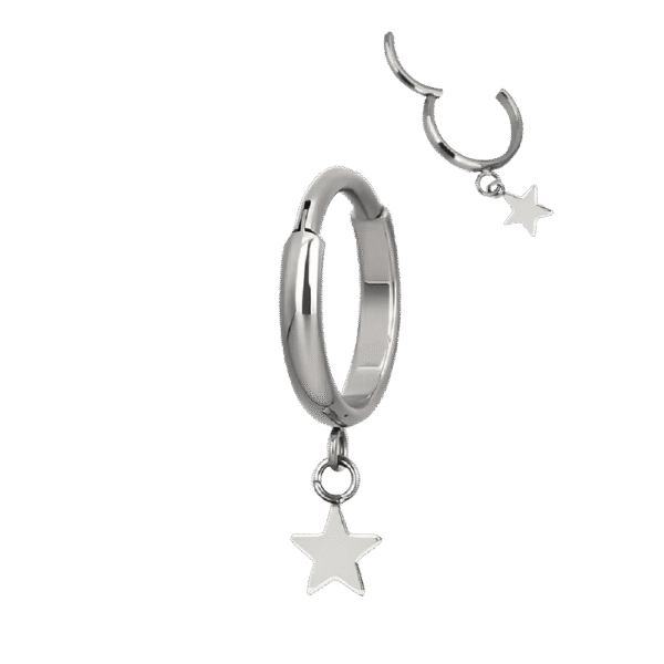 Clicker Κρίκος Αυτιού με Κρεμαστό αστέρι από Τιτάνιο ASTM F136