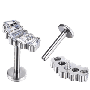 Σκουλαρίκι αυτιού (Ear stud) απο Τιτάνιο ASTM F136 με Baguette Ζιργκόν