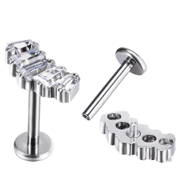 Σκουλαρίκι αυτιού (Ear stud) απο Τιτάνιο ASTM F136 με Baguette Ζιργκόν