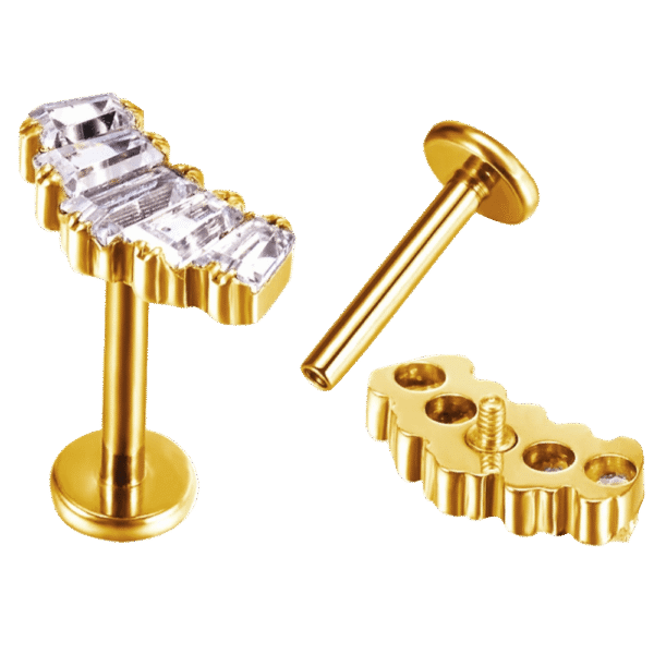 Σκουλαρίκι αυτιού (Ear stud) απο Τιτάνιο ASTM F136 με Baguette Ζιργκόν