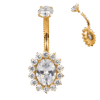 belly-button-oval-halo-gold Σκουλαρίκι Αφαλού (Belly button) από Τιτάνιο ASTM F136 με Οβάλ ζιργκον & Halo CZ
