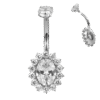 belly-button-oval-halo-silver Σκουλαρίκι Αφαλού (Belly button) από Τιτάνιο ASTM F136 με Οβάλ ζιργκον & Halo CZ