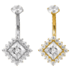 belly-button-princess-halo Σκουλαρίκι Αφαλού (Belly button) από Τιτάνιο ASTM F136 με Princess Zircon & Halo