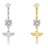 belly-button-angel-charm Σκουλαρίκι Αφαλού (Belly button) από Τιτάνιο ASTM F136 με Κρεμαστό Angel Charm & Ζιργκόν