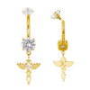 belly-button-angel-charm-gold Σκουλαρίκι Αφαλού (Belly button) από Τιτάνιο ASTM F136 με Κρεμαστό Angel Charm & Ζιργκόν