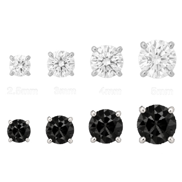 ear stud flat back τιτανίου με διάφανο ή μαύρο ζιργκόν