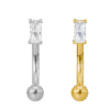 Curved Barbell με Ορθογώνιο Ζιργκόν Baguette – Τιτάνιο ASTM F136