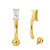 Curved Barbell με Ορθογώνιο Ζιργκόν Baguette – Τιτάνιο ASTM F136