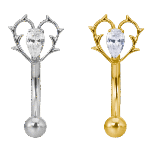 Curved Barbell Gothic Καρδιά με Ζιργκόν Δάκρυ – Τιτάνιο ASTM F136