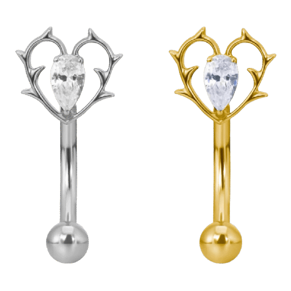 Curved Barbell Gothic Καρδιά με Ζιργκόν Δάκρυ – Τιτάνιο ASTM F136