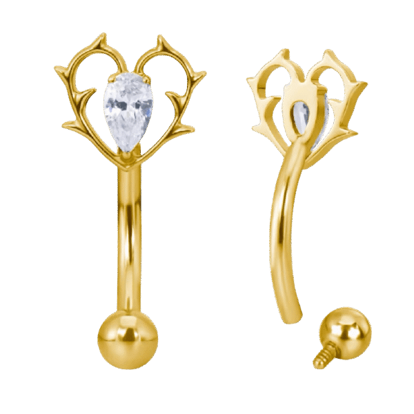 Curved Barbell Gothic Καρδιά με Ζιργκόν Δάκρυ – Τιτάνιο ASTM F136