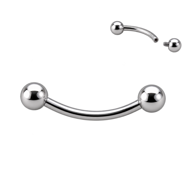 Σκουλαρίκι Φρυδιού Curved Barbell με Εσωτερικό Σπείρωμα – Τιτάνιο ASTM F136