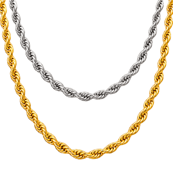 Unisex Κολιέ Rope Chain από Ανοξείδωτο Ατσάλι 304 – Ασημί & Χρυσό